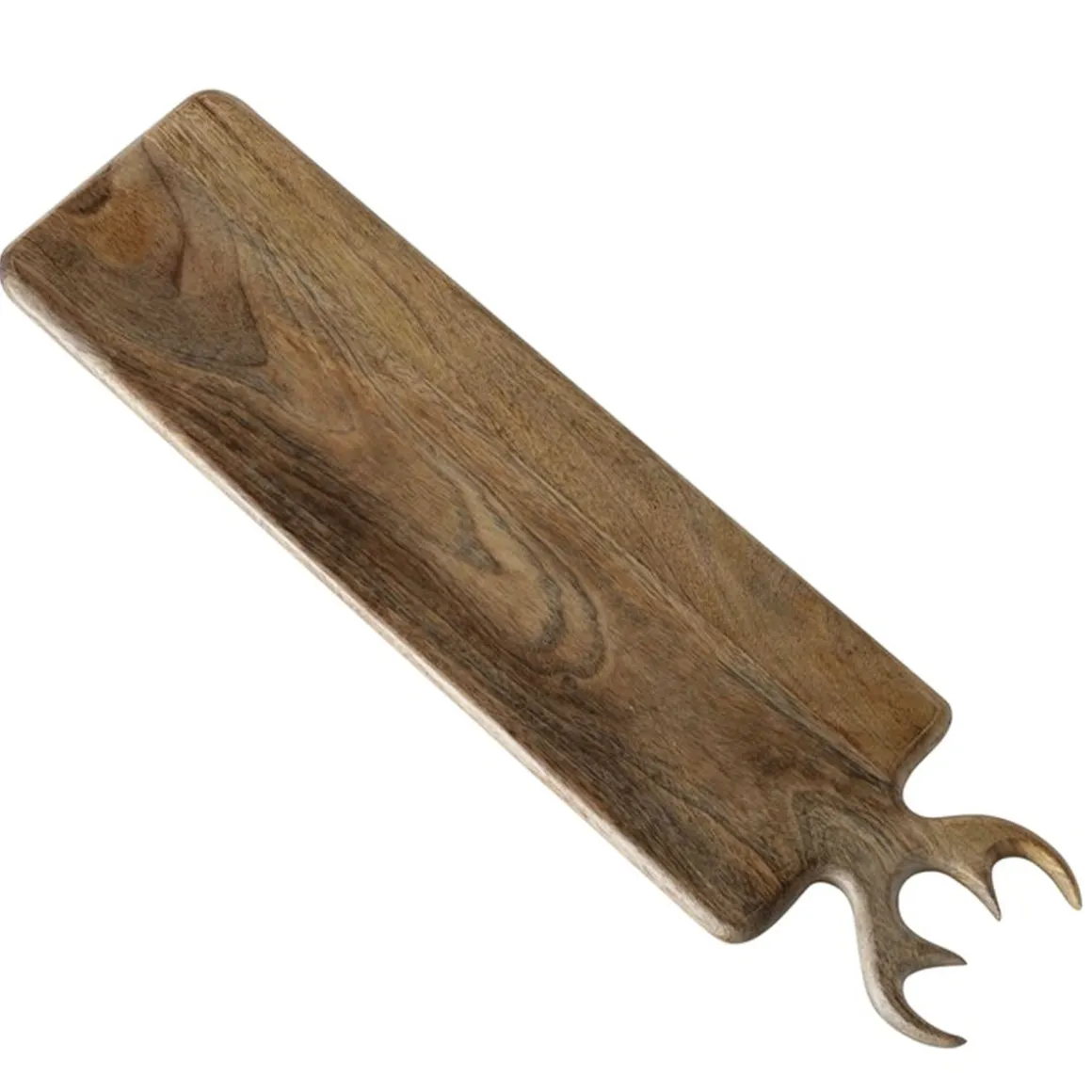Holzbrett Hirsch Vaasa, Holz Schneidebrett mit Geweih, 15x55cm, Mangoholz, Boltze Home Collections