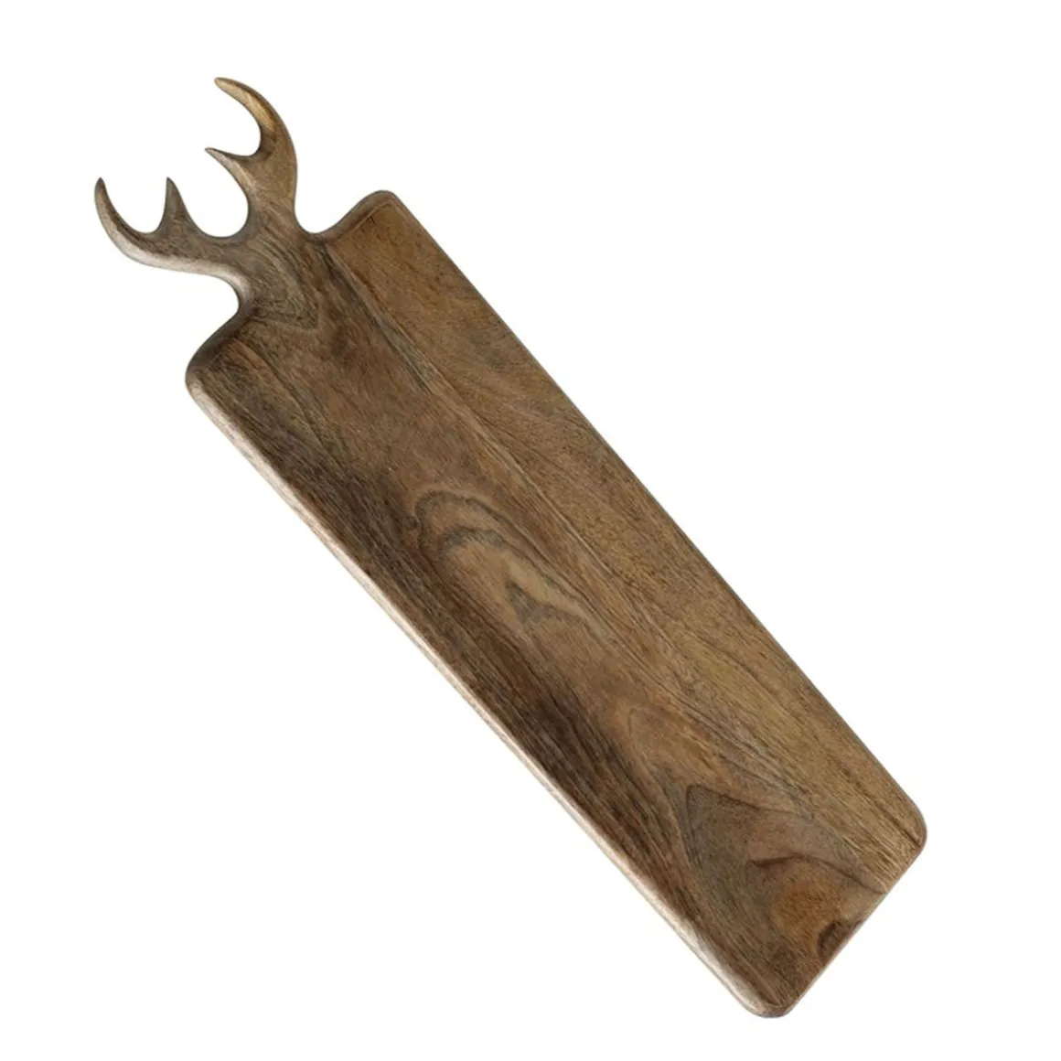 Holzbrett Hirsch Vaasa, Holz Schneidebrett mit Geweih, 15x55cm, Mangoholz, Boltze Home Collections