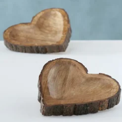 Holzschale Widdo Herzform, Naturholzschale mit Rinde, 16x16cm, Boltze Home Collections