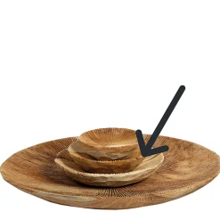 Holzschale Benoa Teak unfinish, rustikale Naturholzschale mit Maßerung, Ø15cm, WMG Grünberger