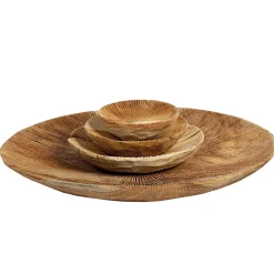 Holzschale Benoa Teak unfinish, rustikale Naturholzschale mit Maßerung, Ø12cm, WMG Grünberger