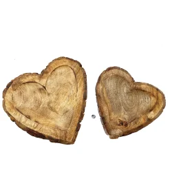 Holzschale Herz, Naturholzschale mit Rinde und kleiner Vertiefung, 25x26cm