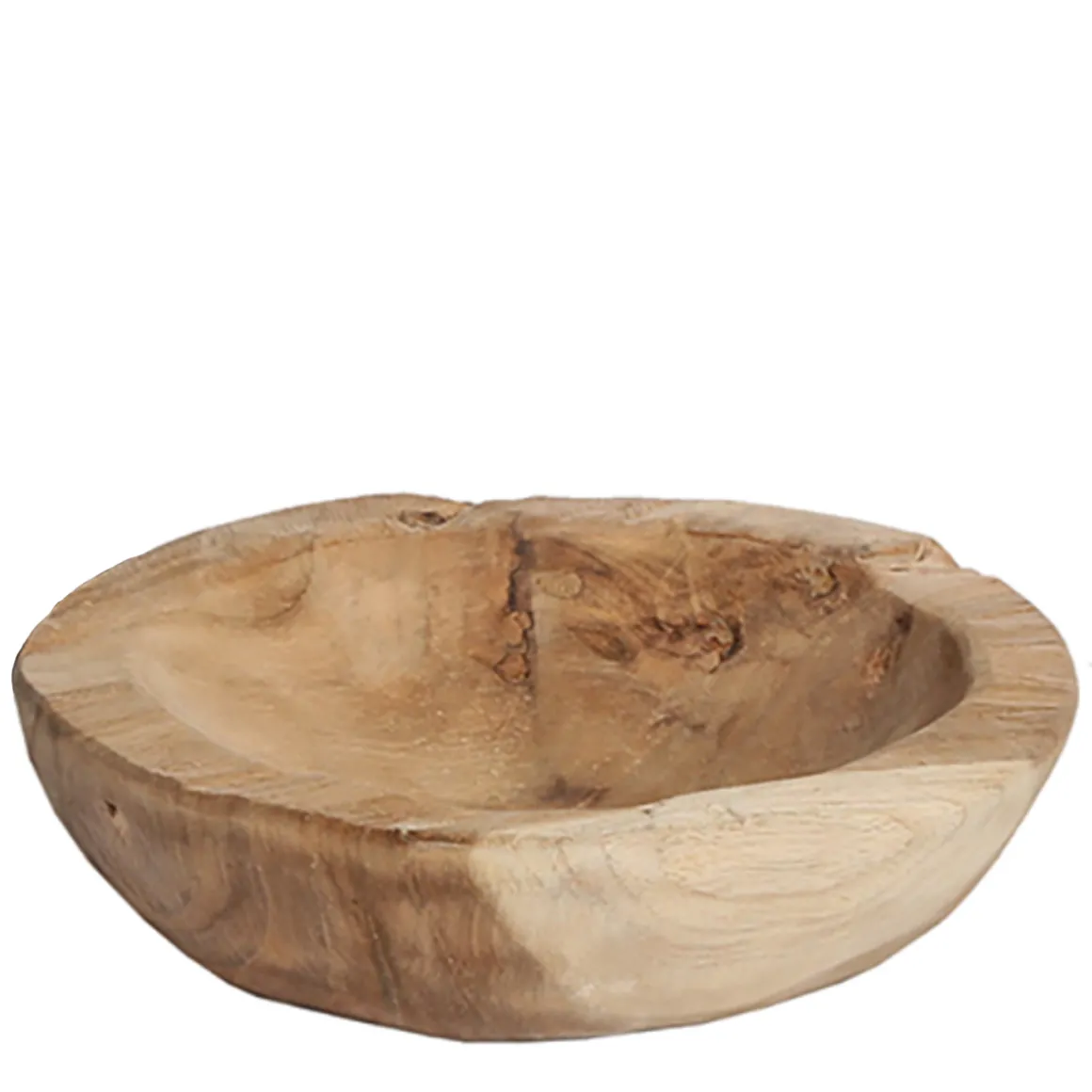 Holzschale Teak unfinish, rustikale Naturholzschale, Ø18cm, WMG Grünberger