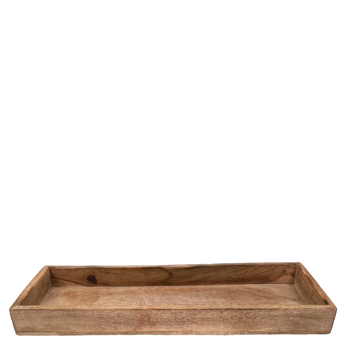 Holztablett, langes schmales Tablett aus Mangoholz, rechteckig lang, 49cm