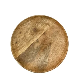 Holzteller rund, Schale mit kleinem Rand aus Mangoholz, kleiner Platzteller, Ø22cm