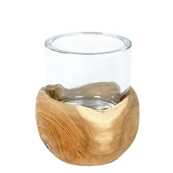 Holz Windlicht Teak, 15cm, WMG Grünberger