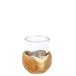 Holz Windlicht Teak, 15cm, WMG Grünberger