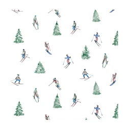 Home Fashion Papierservietten Skifahren, Skifahrer und Tannenbäume, 33x33cm