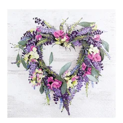 Home Fashion Papierservietten Herz aus Blumen, Lovely Wreath, 33x33cm