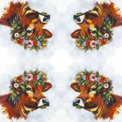 Home Fashion Papierservietten Heimat, Alpenkuh mit Blumenkranz Muh!, 33x33cm