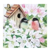 Home Fashion Papierservietten Frühling, Vögel, Bienen und Schmetterlinge auf Blüten, 25x25cm
