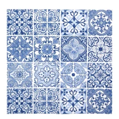 Home Fashion Papierservietten blau-weißes Fliesenmuster, Tiles, 33x33cm