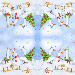 Home Fashion Papierservietten Weihnachten Funny Geese, lustige Weihnachtsgänse, 33x33cm