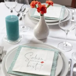 Home Fashion Papierservietten mit Spruch: Schön, dass du da bist, 33x33cm