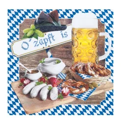 Home Fashion Papierservietten O' zapft is, Weißwurst Frühstück, 33x33cm