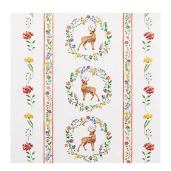 Home Fashion Papierservietten Hirsch, Hirsche mit Blumenbordüre, 33x33cm