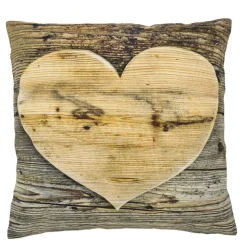 Kanevas Kissen Herz, Holzherz, 50x50cm, Mars & More