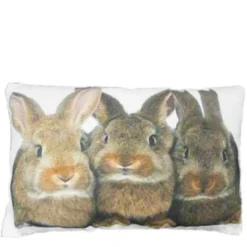 Kanevas Kissen Kaninchen, 3 Häschen braun-beige, 35x50cm, Mars & More