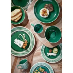 Keramik Schale Elice, Schale mit Relief, grün-beige, Ø22cm, Mica Decorations