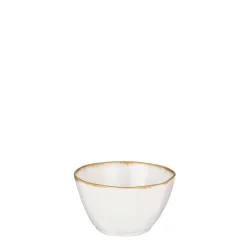 Keramik Schale, Tabo, handgefertigt, weiß, Rand braun, 5x11cm, Mica Decorations