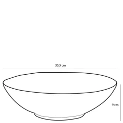 Keramik Schüssel, Tabo, handgefertigt, weiß, Rand braun, 9x30cm, Mica Decorations