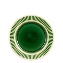 Keramik Teller Elice, Frühstücksteller mit Relief, grün-beige, Ø21,5cm, Mica Decorations