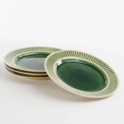 Keramik Teller Elice, Speiseteller mit Relief, grün-beige, Ø27cm, Mica Decorations