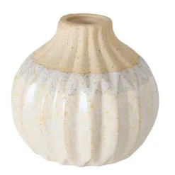 Keramikvase Malia, Blumenvase 2 farbig, beige-creme, 9x10cm, Steingut, Boltze Home Collections