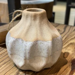 Keramikvase Malia, Blumenvase 2 farbig, beige-creme, 9x10cm, Steingut, Boltze Home Collections