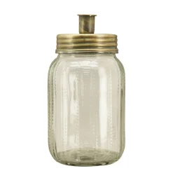 Kerzenhalter für Stabkerzen, Glaswindlicht Messing, Kerzenhalter-Glas, 20cm