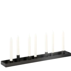 Kerzenhalter Rose mit Schale, längliche Kerzenschale für 7 Stabkerzen, 60cm, WMG Grünberger