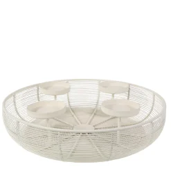 Kerzenhalter Schale, Draht-Advents-Kerzenschale, creme, Ø36cm