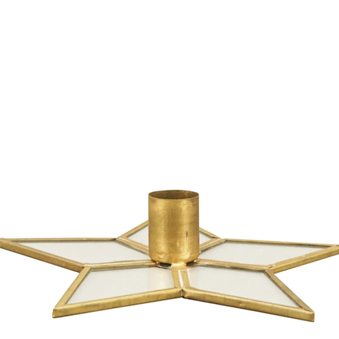 Kerzenhalter Stern gold, Metallstern mit Glas, used look, Ø15cm