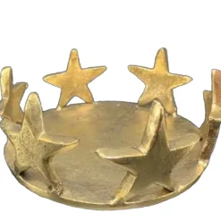 Kerzenhalter Sterne gold, Metall Kerzenhalter rund, 16x7cm, Cor Mulder