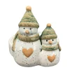 Kerzenhalter Schneemann, Keramik Kerzenständer: großer und kleiner Schneemann mit Herz