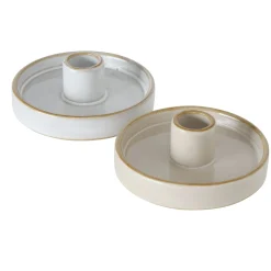 Kerzenständer Schale Marima, Keramikschale weiß für Stabkerzen, Ø10cm, Boltze Home Collections