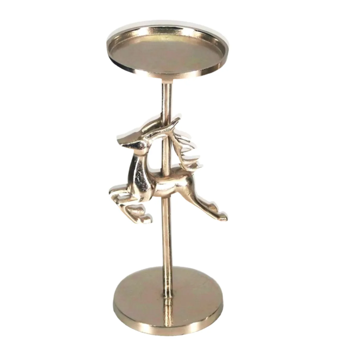 Kerzenständer Springender Hirsch, goldfarben, für Stumpenkerzen, 30cm