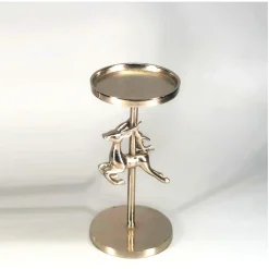 Kerzenständer Springender Hirsch, goldfarben, für Stumpenkerzen, 30cm