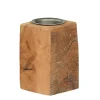 Kerzenständer Altholz, kleine rustikale Holzsäule für Teelichte oder Stumpenkerzen, 10cm, WMG Grünberger