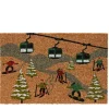 Kokos Fussmatte Winter, Skifahrer und Gondeln, 60x40cm