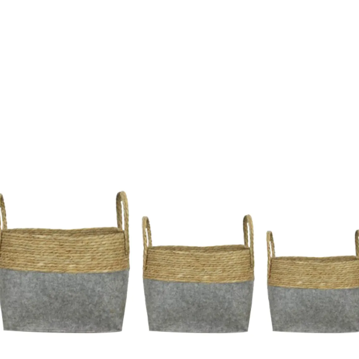 Korb Seegras und Filz, Henkelkorb natur-grau, 34x24cm, DIJK Natural Collections