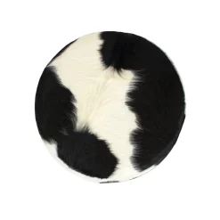 Kuhfell Hocker rund, Fellhocker auf Holzbeine, 45cm, schwarz-weiß, Mars & More