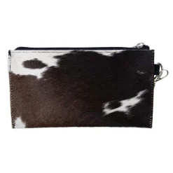 Kuhfell Mäppchen mit Außenfach, Geldbörse mit Handschlaufe schwarz-weiß, 20x11cm, Mars & More