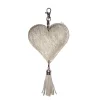 Kuhfell Schlüsselanhänger Herz mit Qaste, Fellherz grau, 10x10cm, Mars & More