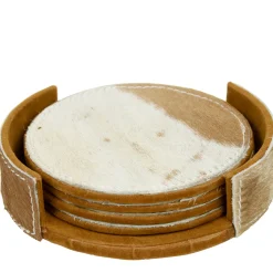 Kuhfell Untersetzer rund braun-weiß, Ø10cm, 4St/Pack, Mars & More