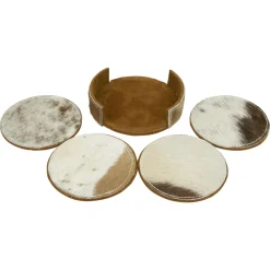 Kuhfell Untersetzer rund braun-weiß, Ø10cm, 4St/Pack, Mars & More