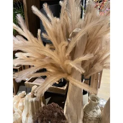 Kunstfpflanze Pampasgras, filigran naturfarben, mit Draht zum Formen, 140cm