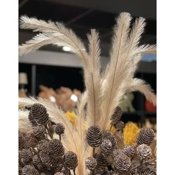 Kunstfpflanze Pampasgras, filigran naturfarben, mit Draht zum Formen, 140cm