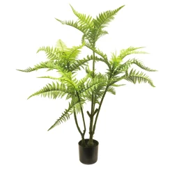 Kunstpflanze Farn, Lederfarn im Topf, 119cm