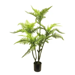Kunstpflanze Farn, Lederfarn im Topf, 91cm